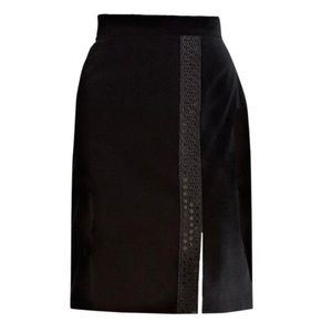 Brooks Brothers black velvet pencil skirt with sequined side slit
